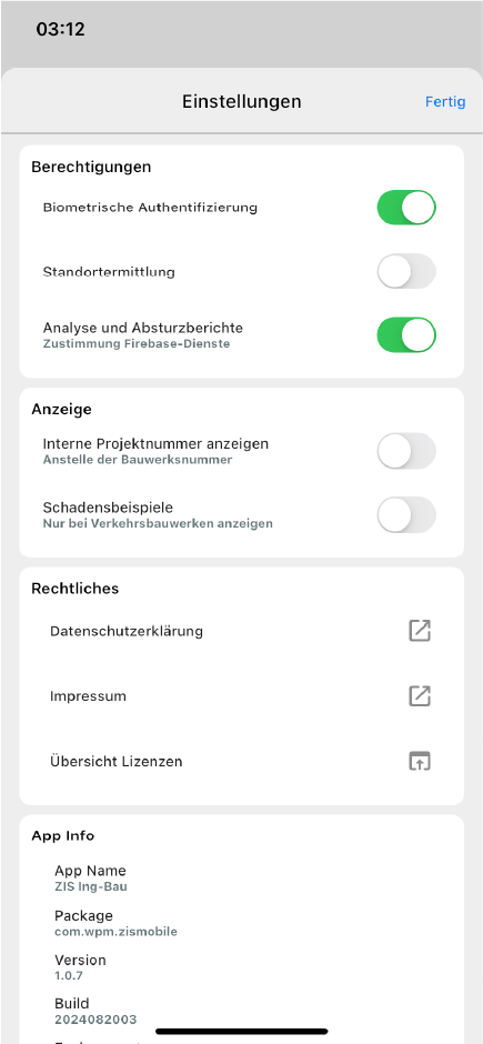 App Einstellungen